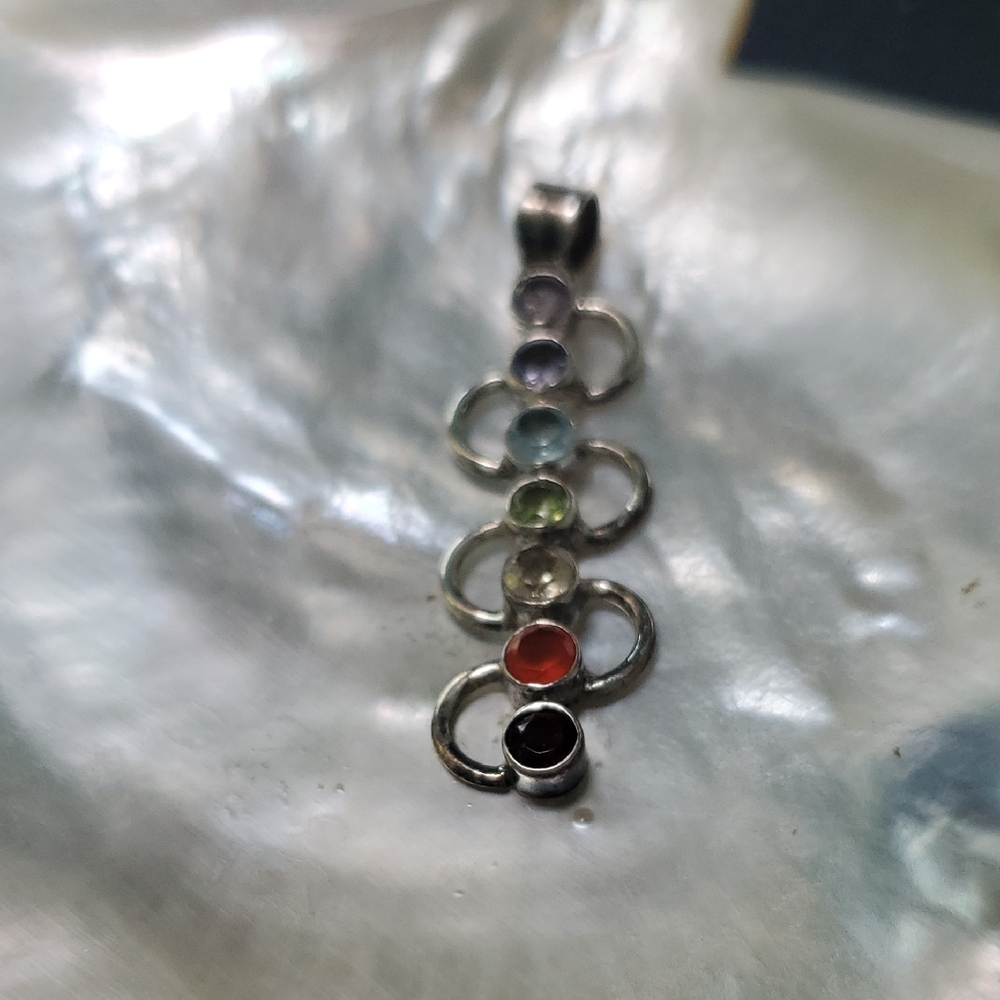 Multi-Color Silver Pendant